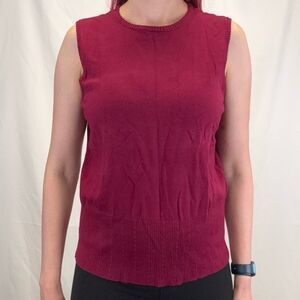 Merona Sweater Vest Tank XL Wine Red Crewneck Ribbed Knit